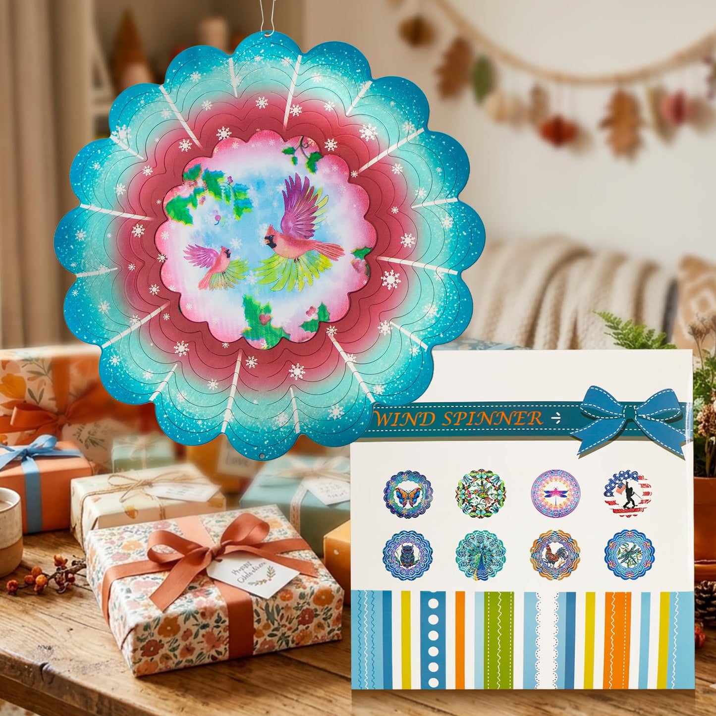 Butterfly Large Metal Wind Spinners - Butterfly Gifts for Women Mom Grandma Wife,15 inch Hanging Wind Spinner for Outdoor & Indoor Decorations,Wind Spinner for Christmas Ornament Gifts