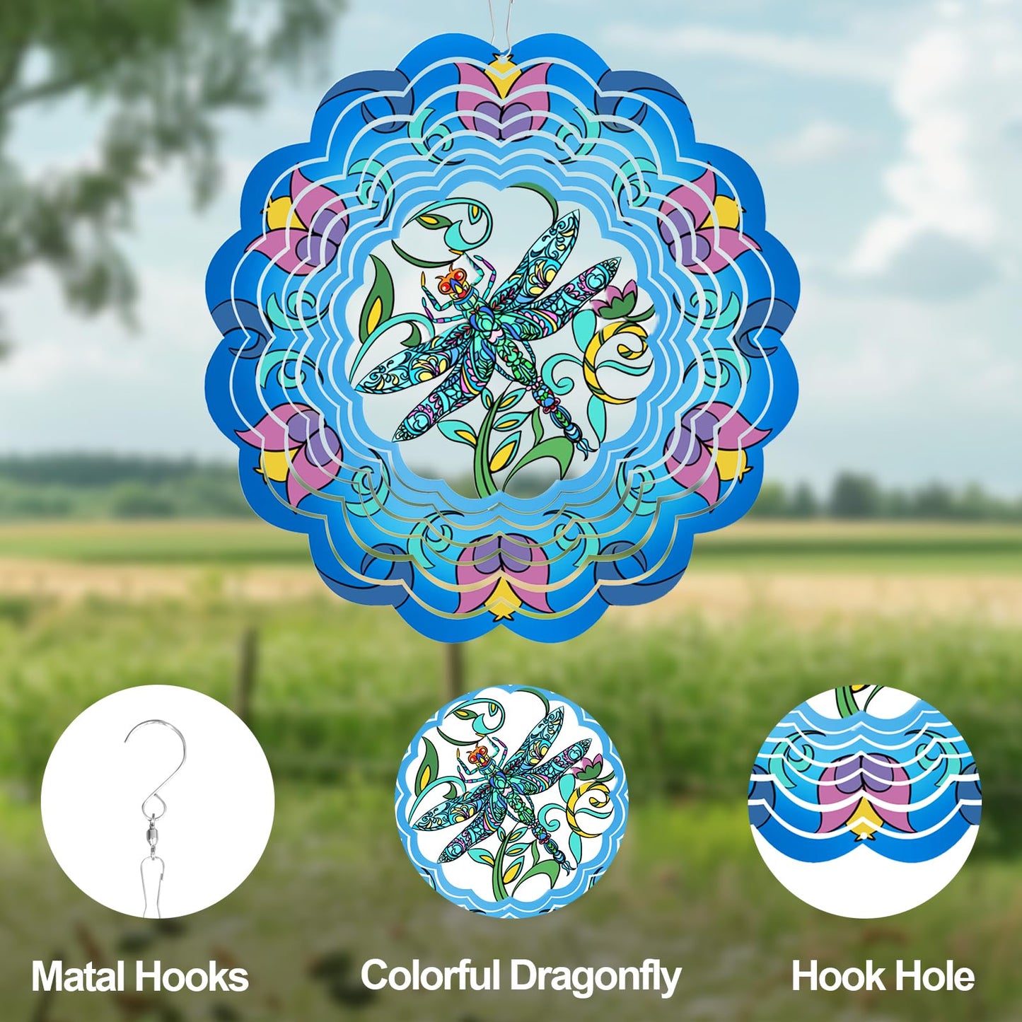 Butterfly Large Metal Wind Spinners - Butterfly Gifts for Women Mom Grandma Wife,15 inch Hanging Wind Spinner for Outdoor & Indoor Decorations,Wind Spinner for Christmas Ornament Gifts