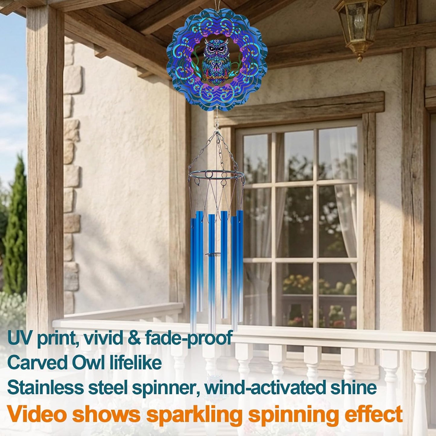Wind Chimes with Rooster Wind Spinner, Chicken Gifts for Men, Women, Retirement, Teacher, Parents - Outdoor Hanging Decor Clearance for Garden, Patio, Backyard Or Porch