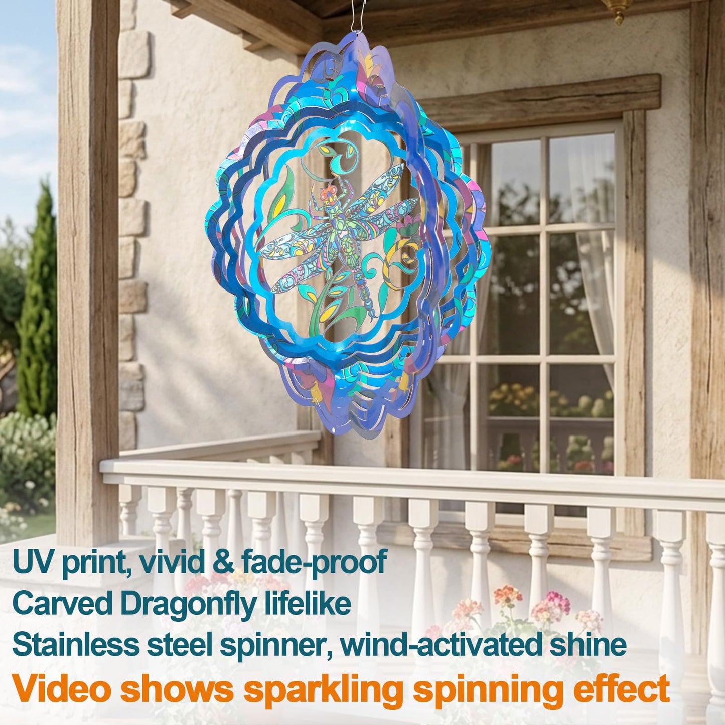 Butterfly Large Metal Wind Spinners - Butterfly Gifts for Women Mom Grandma Wife,15 inch Hanging Wind Spinner for Outdoor & Indoor Decorations,Wind Spinner for Christmas Ornament Gifts