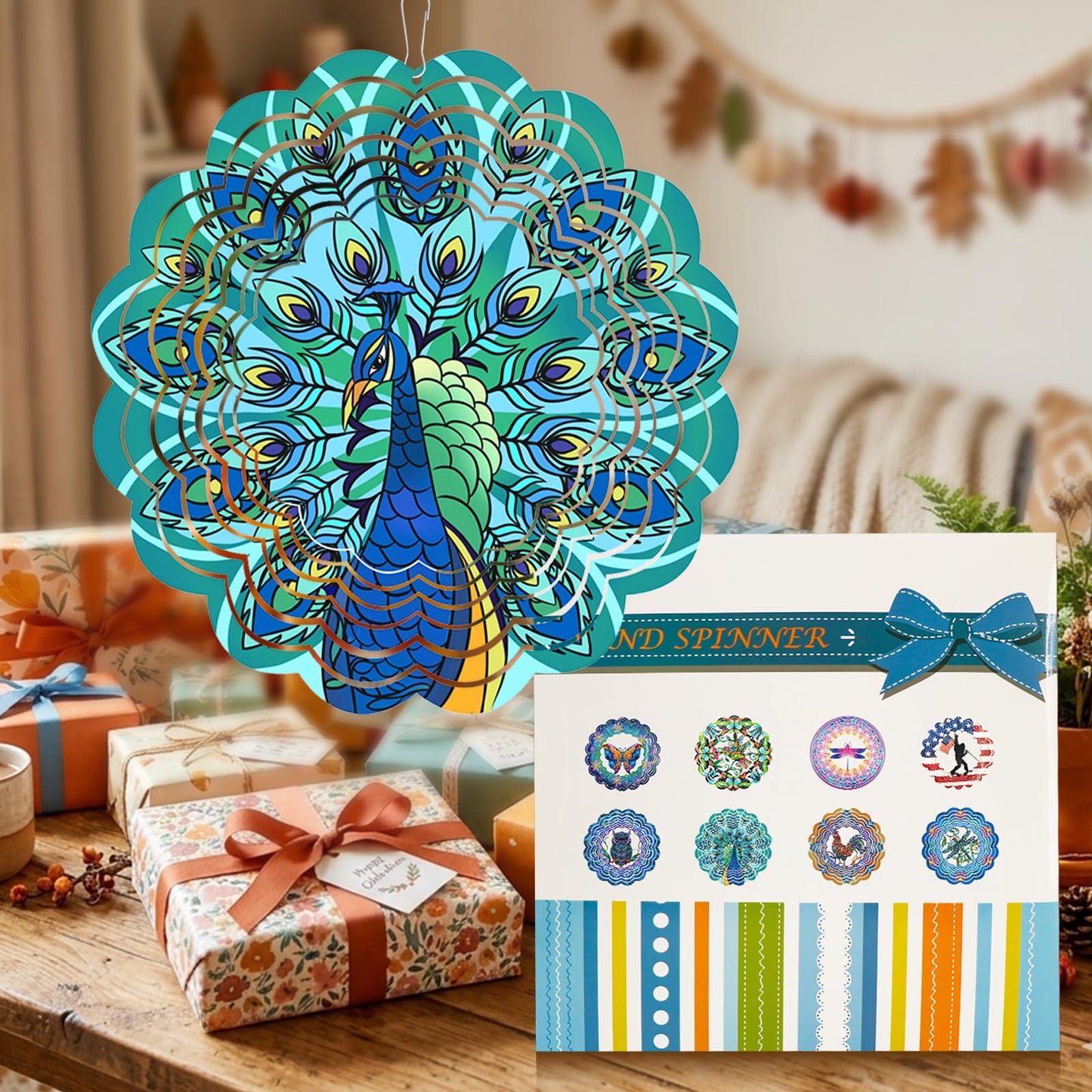 Butterfly Large Metal Wind Spinners - Butterfly Gifts for Women Mom Grandma Wife,15 inch Hanging Wind Spinner for Outdoor & Indoor Decorations,Wind Spinner for Christmas Ornament Gifts