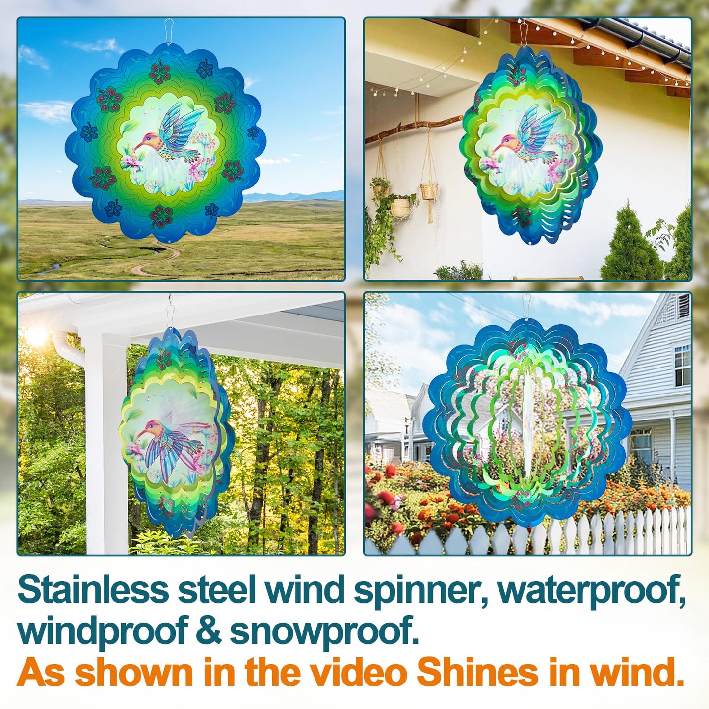 Butterfly Large Metal Wind Spinners - Butterfly Gifts for Women Mom Grandma Wife,15 inch Hanging Wind Spinner for Outdoor & Indoor Decorations,Wind Spinner for Christmas Ornament Gifts