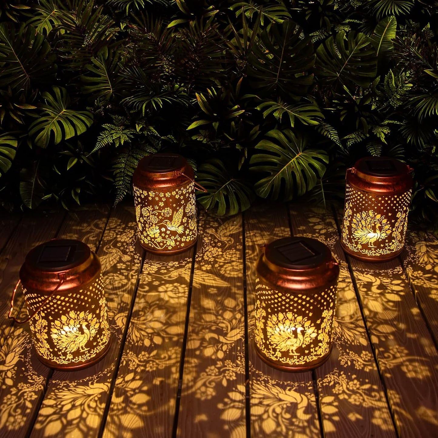 YISITEONE Solar Lanterns Outdoor Waterproof, Garden Decor Gifts, Peacock | Metal Hanging Solar Lights, IP65 Waterproof, LED Decorative Lantern for Yard, Birthday Gifts for Women Mom Grandma Sister