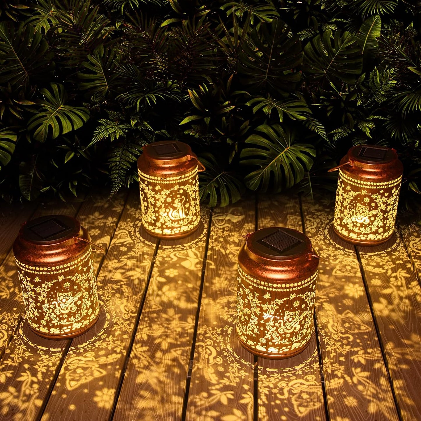 YISITEONE Solar Lanterns Outdoor Waterproof, Garden Decor Gifts, Cat | Metal Hanging Solar Lights, IP65 Waterproof, LED Decorative Lantern for Yard, Birthday Gifts for Women Mom Grandma Sister