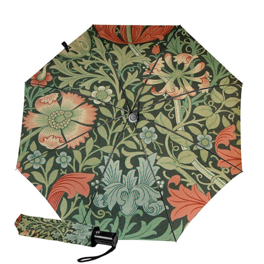 UV Blocking Automatic Compact Travel Umbrella With Abstract Flower Design Inside