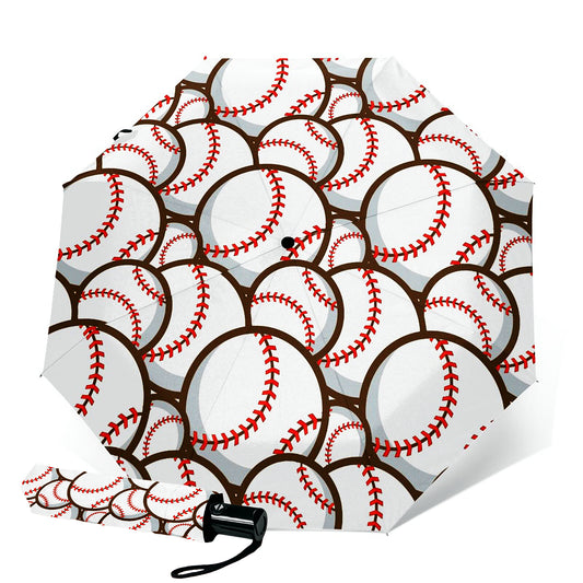 Baseball Print Compact Folding Umbrella