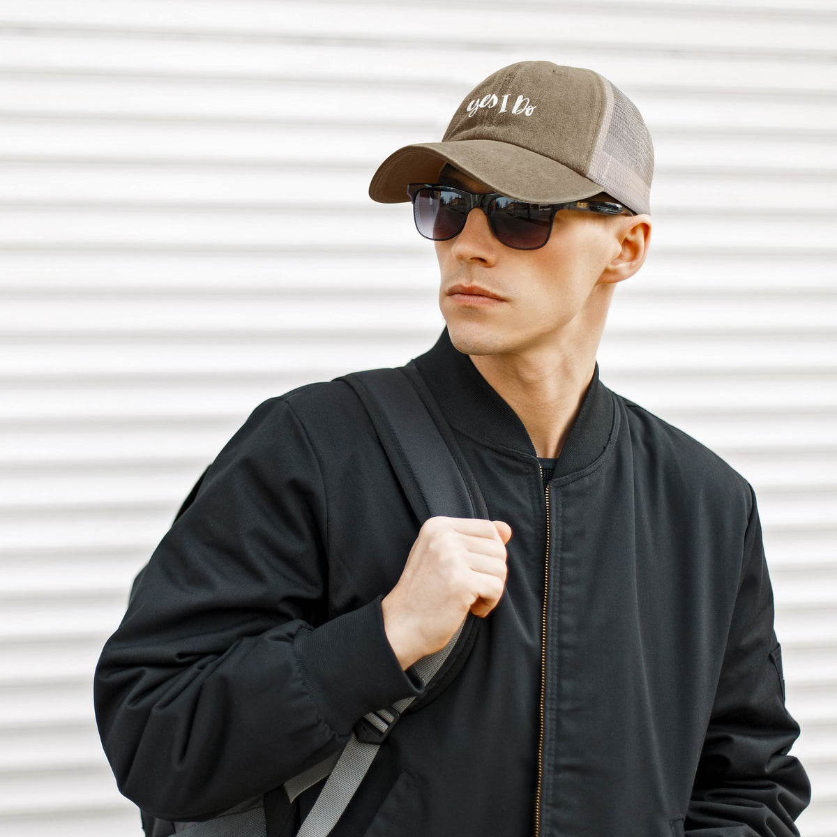 Yes I Do Print Beige Mess Back Baseball Cap