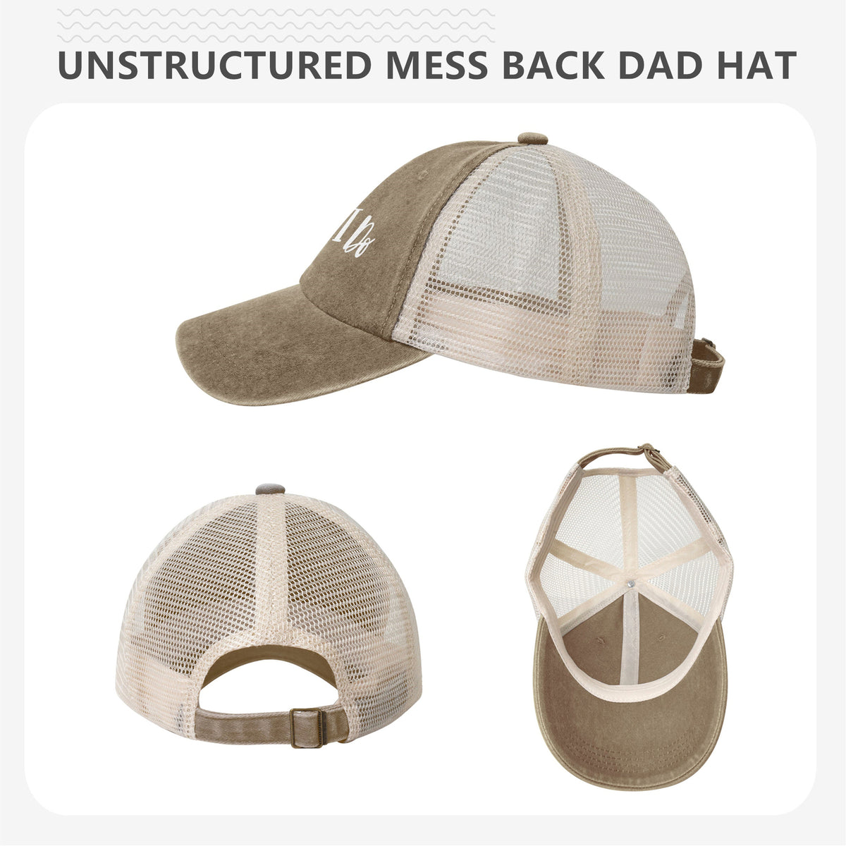 Yes I Do Print Beige Mess Back Baseball Cap
