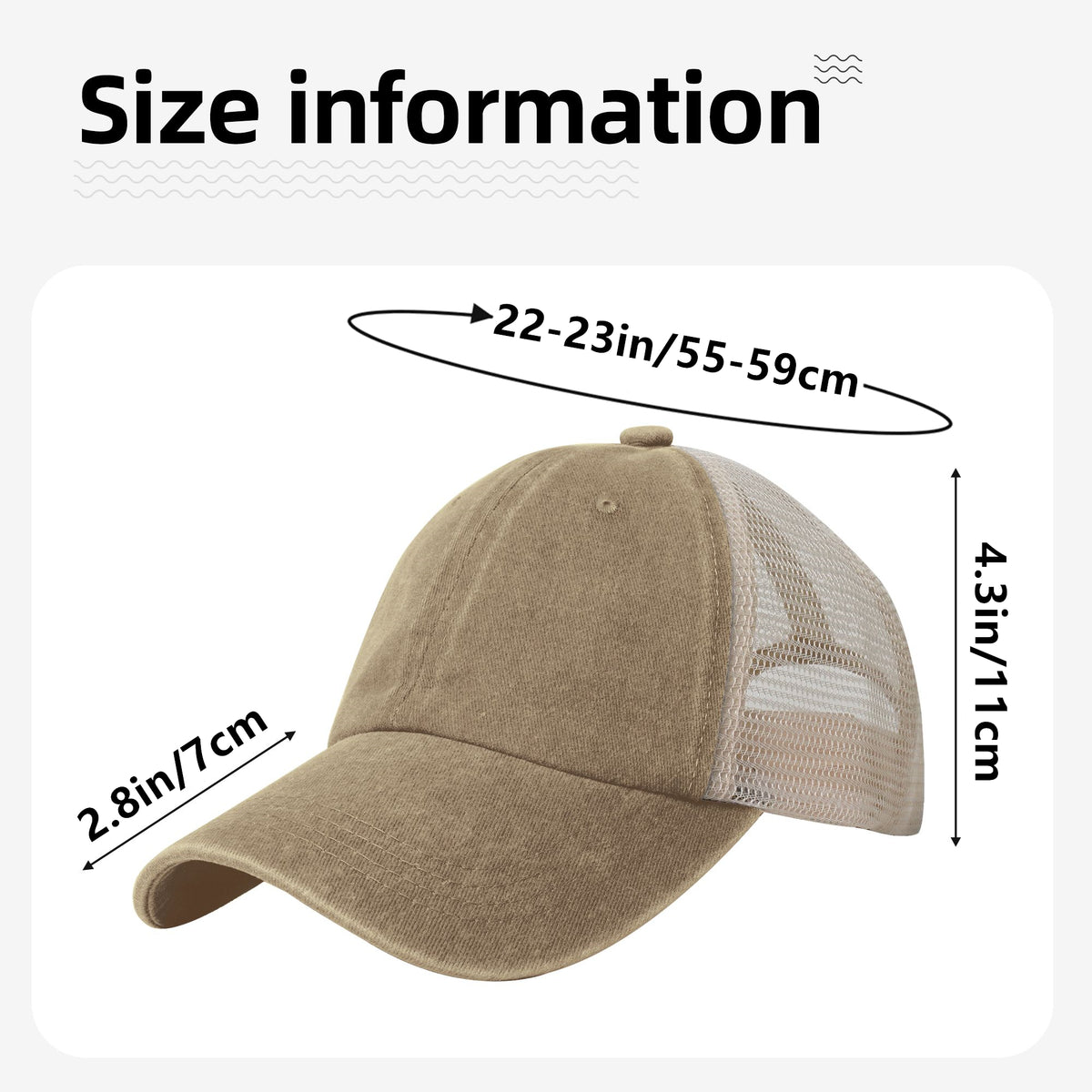 Beige Breathable Baseball Cap With Mess Back