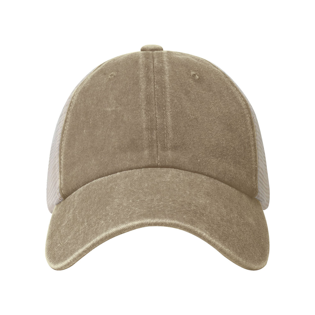 Beige Breathable Baseball Cap With Mess Back