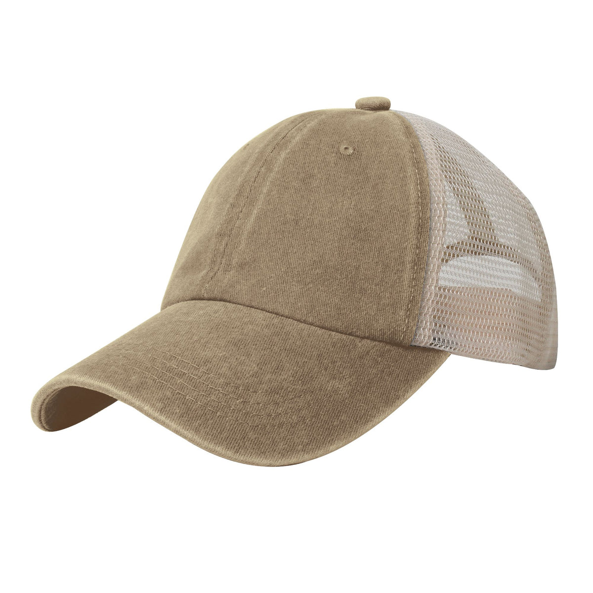 Beige Breathable Baseball Cap With Mess Back