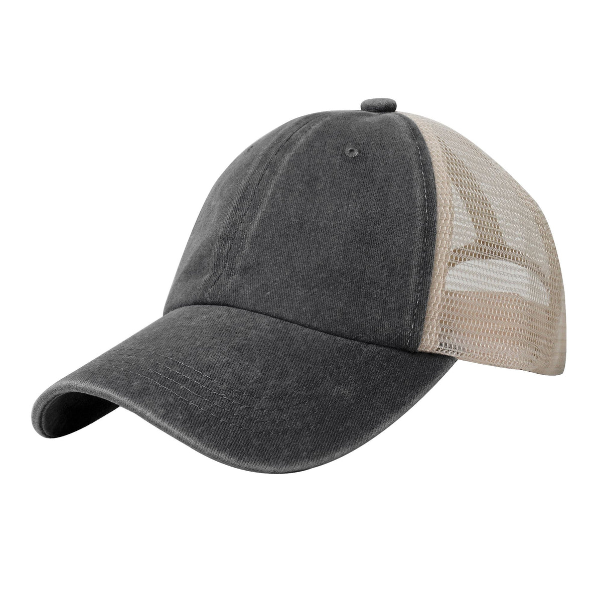 Black Breathable Baseball Cap With Mess Back