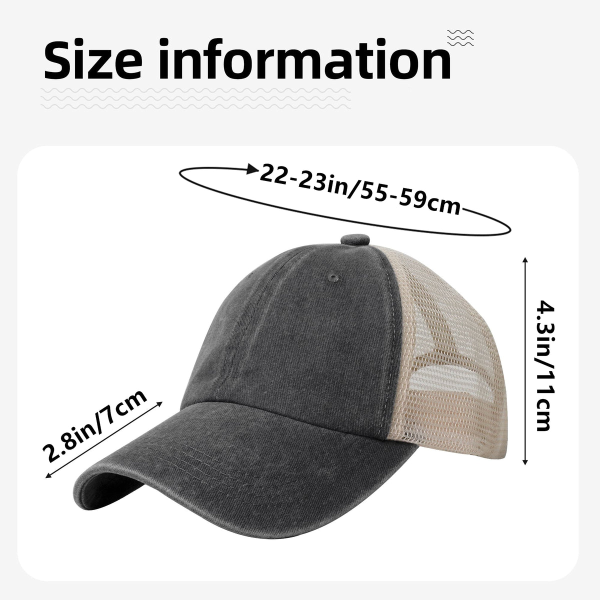 Black Breathable Baseball Cap With Mess Back