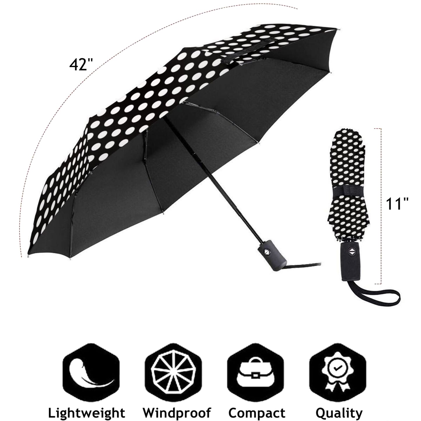 Black And White Polka Dot Foldable Umbrella