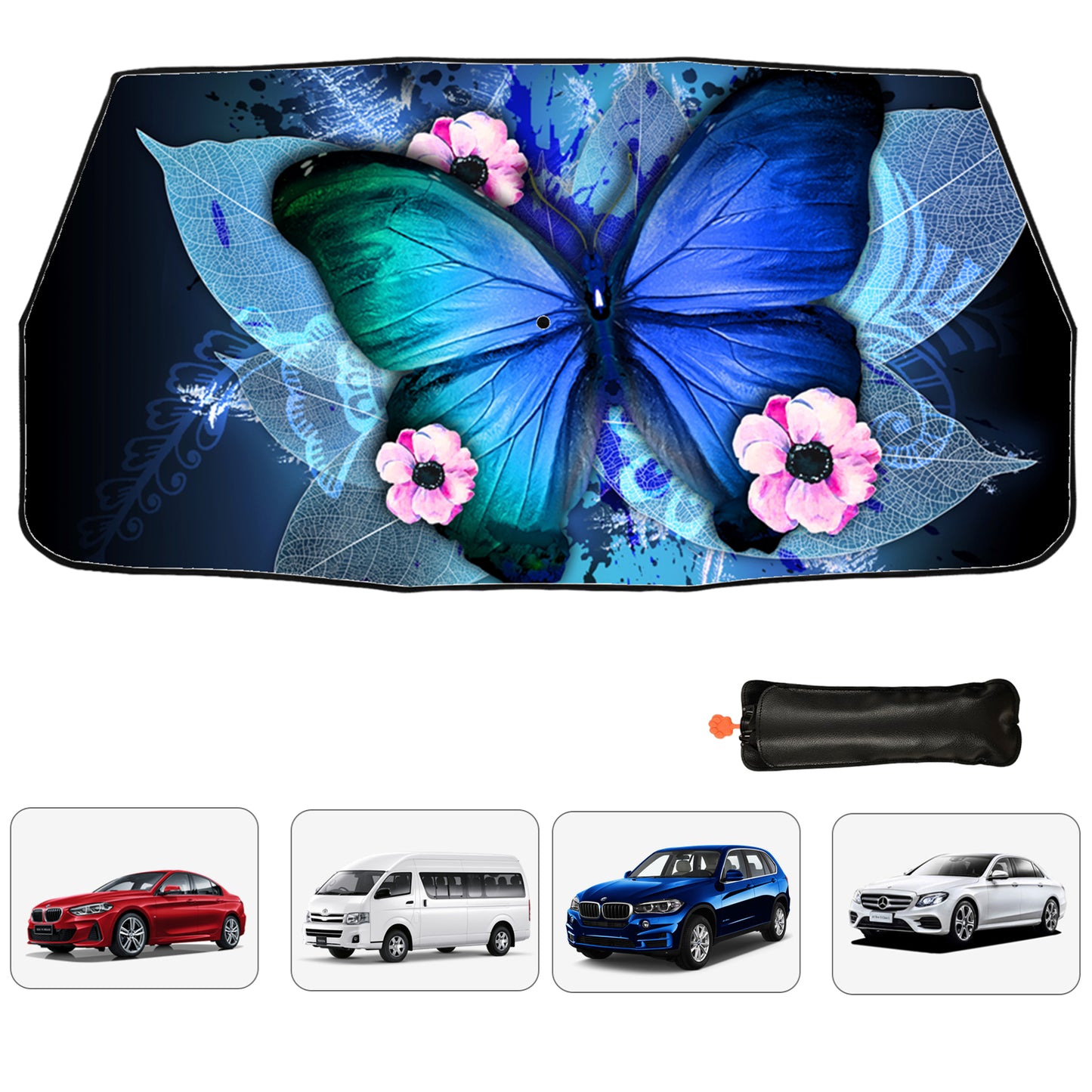 Blue Butterfly Car Sun Shade