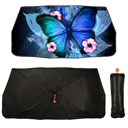 Blue Butterfly Car Sun Shade