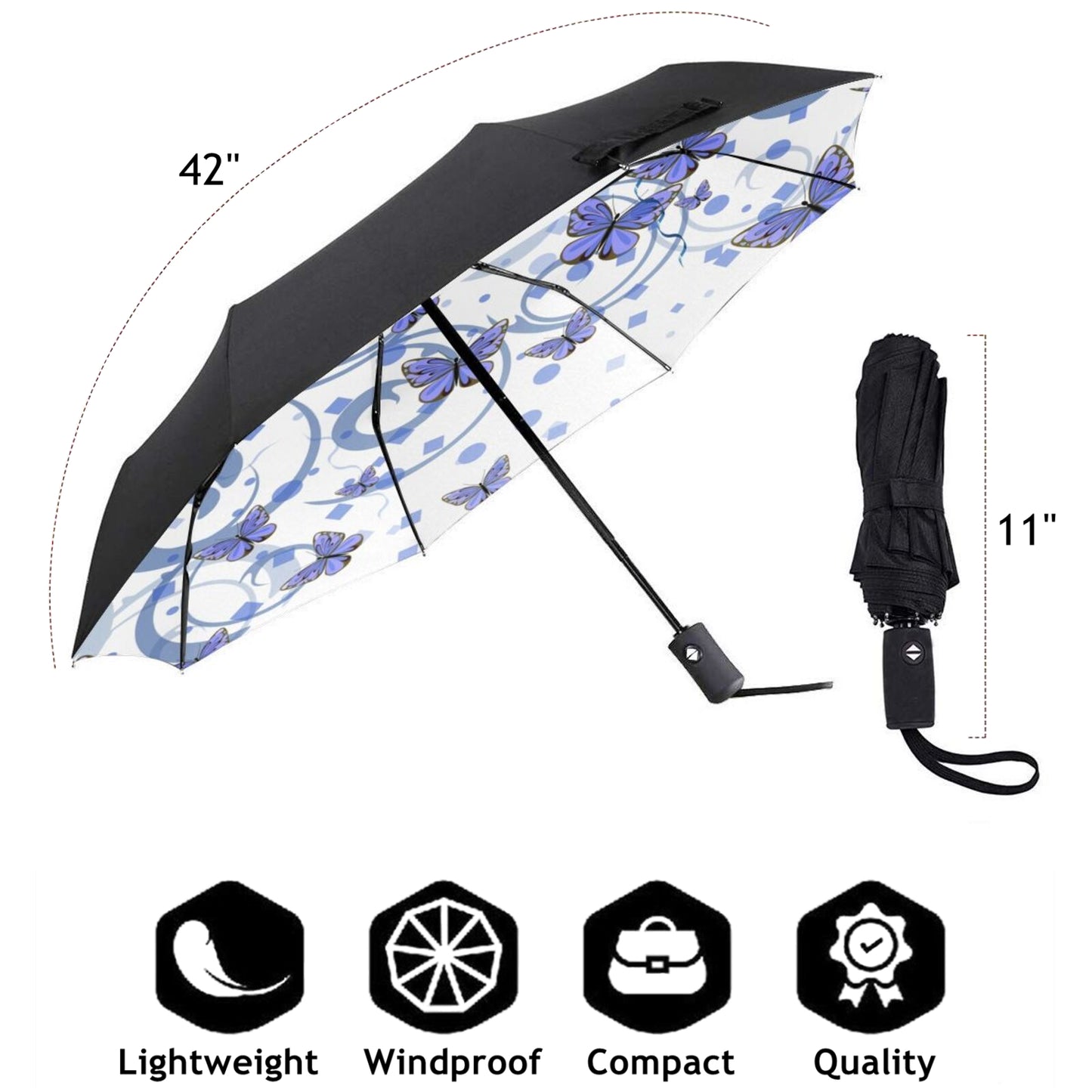 Small Mini Umbrella With Little Butterfly Design Inside