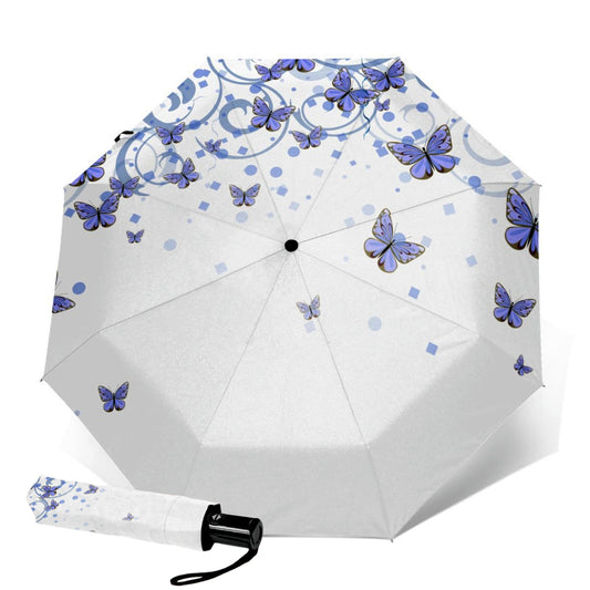 Blue Butterfly Compact Travel Umbrella