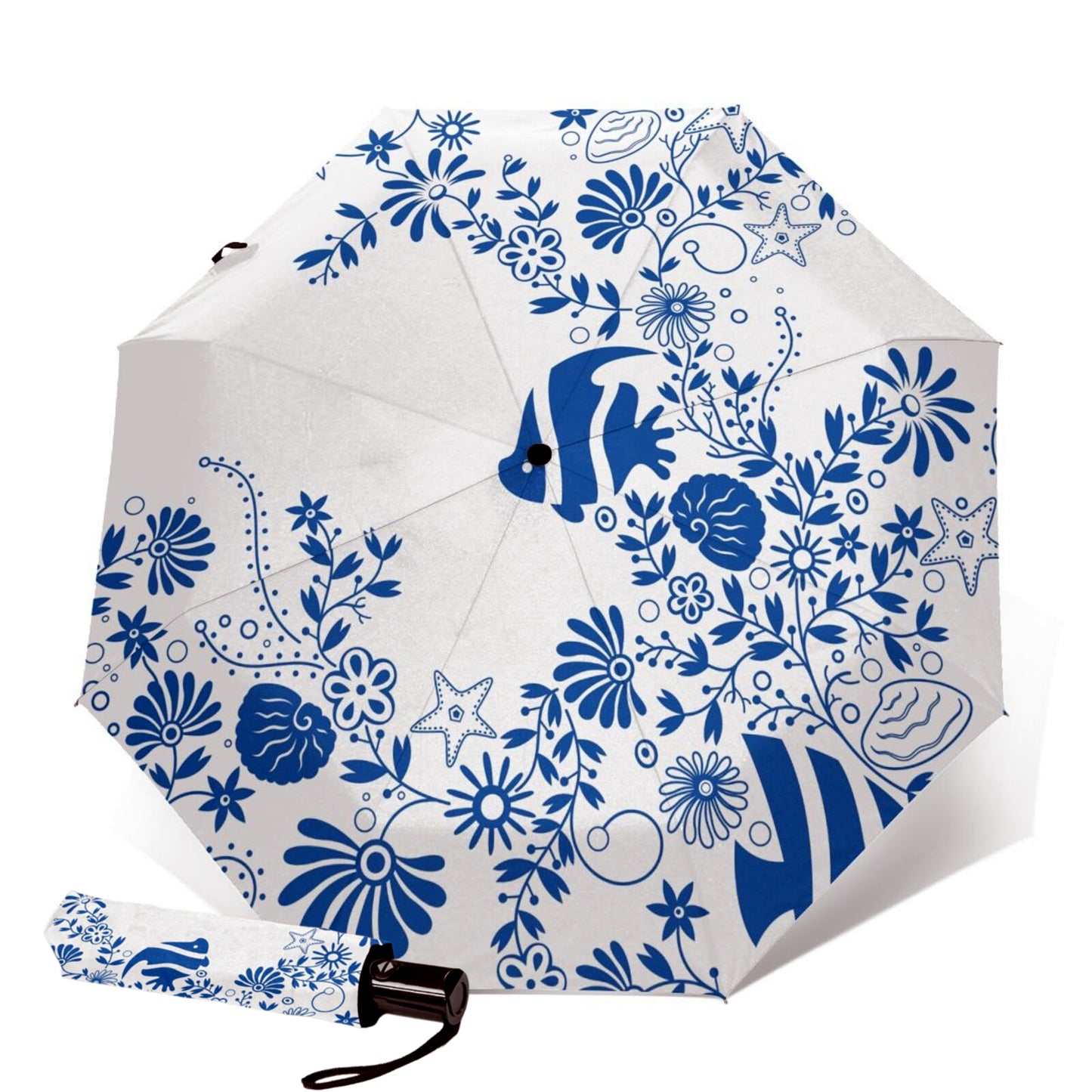 Blue Fish Design Compact Umbrella