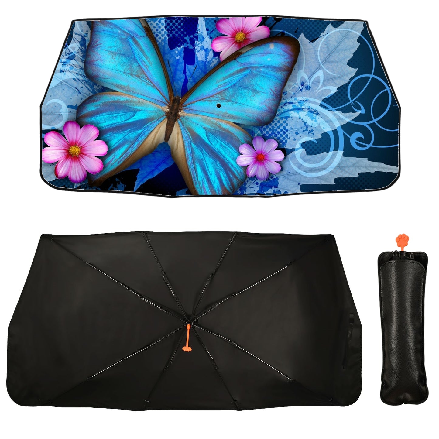 Blue Morpho Butterfly Car Windshield Sun Shade Umbrella