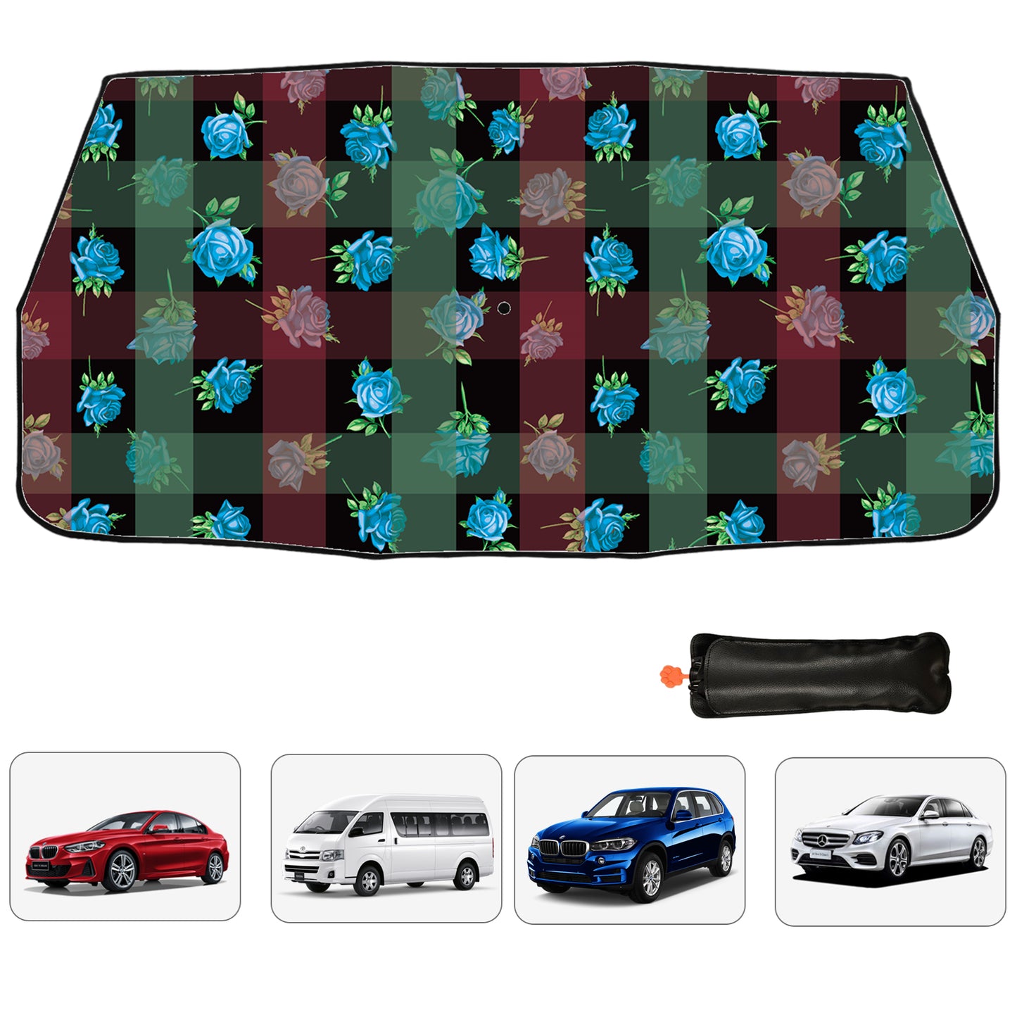 Blue Rose Car Sun Shade Umbrella