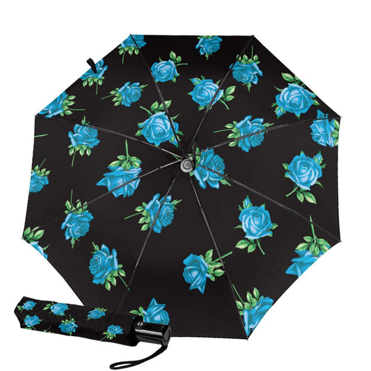 Small Travel Umbrella With Blue Rose Inside