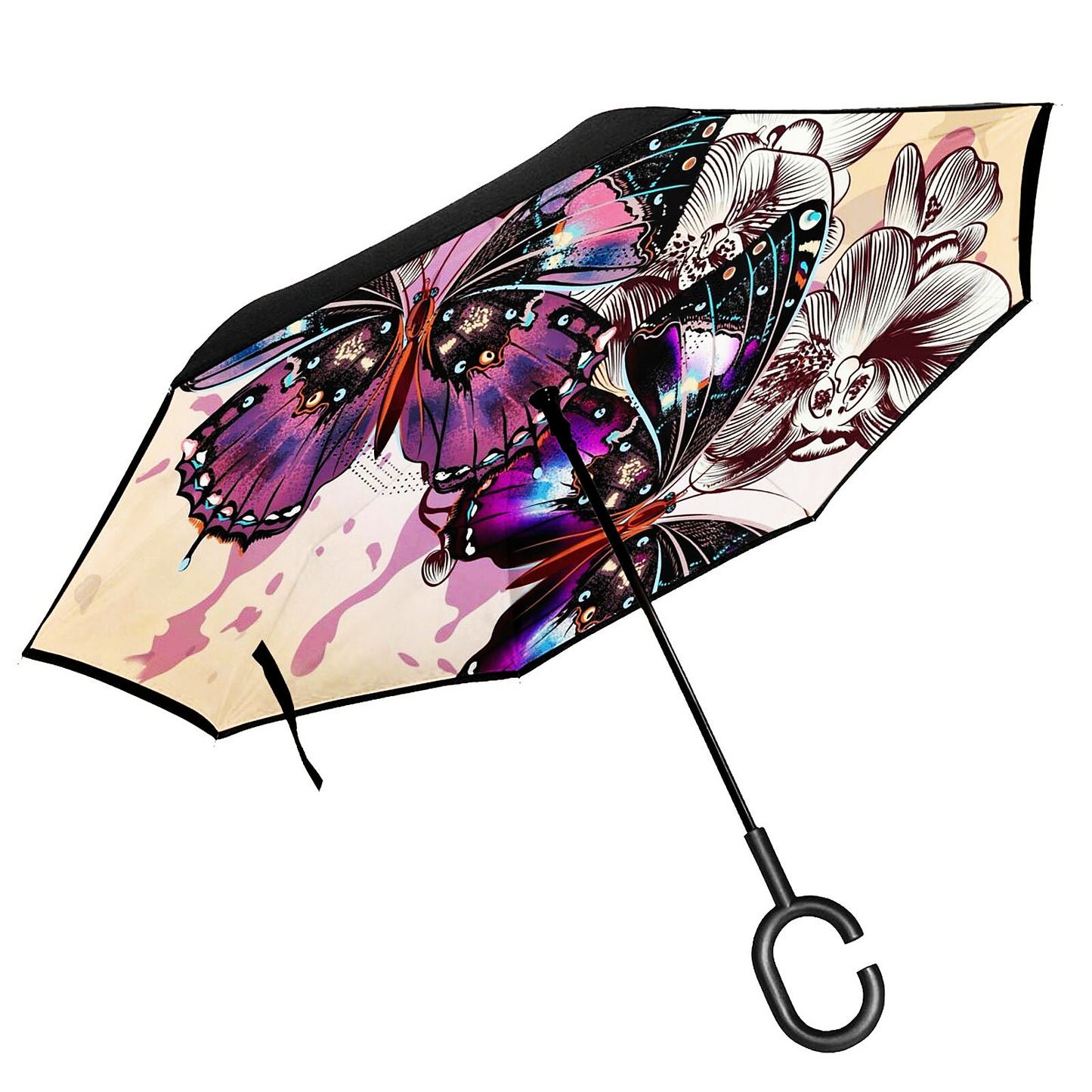 Butterfly Printed Inverted Umbrella