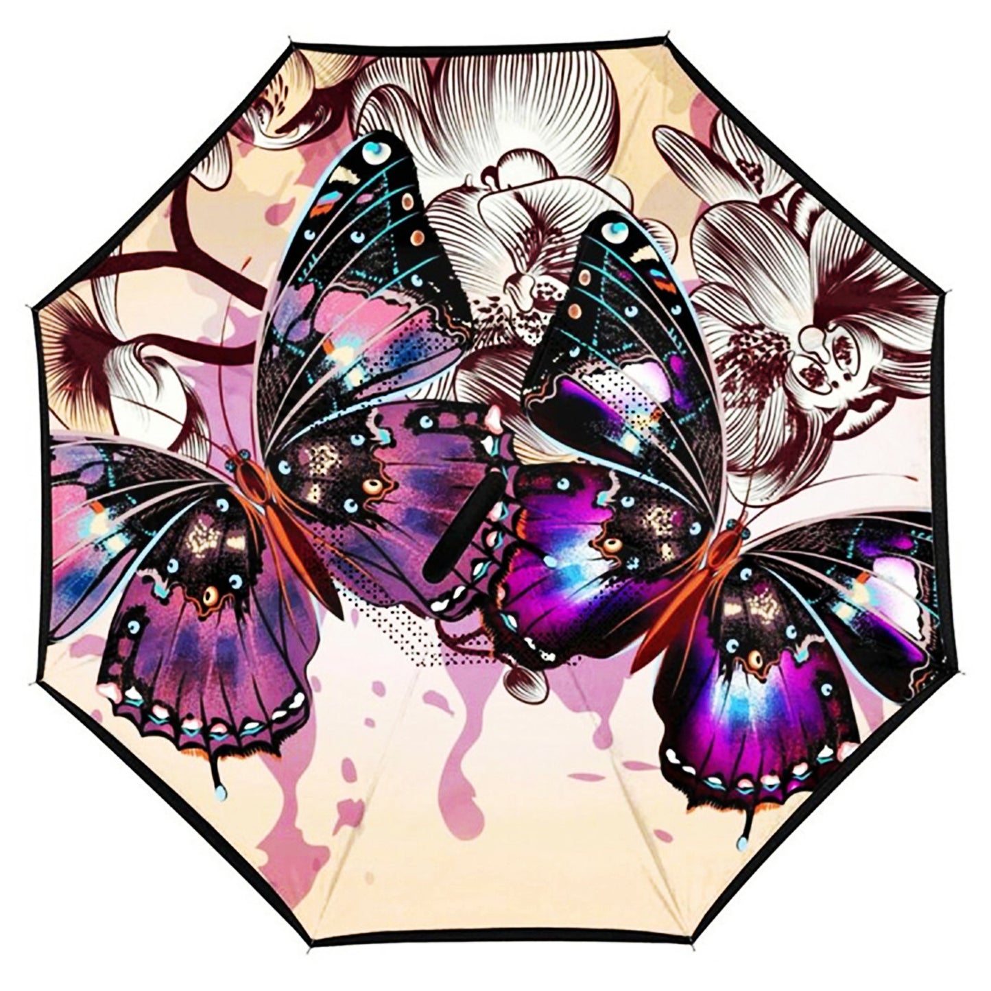 Butterfly Printed Inverted Umbrella