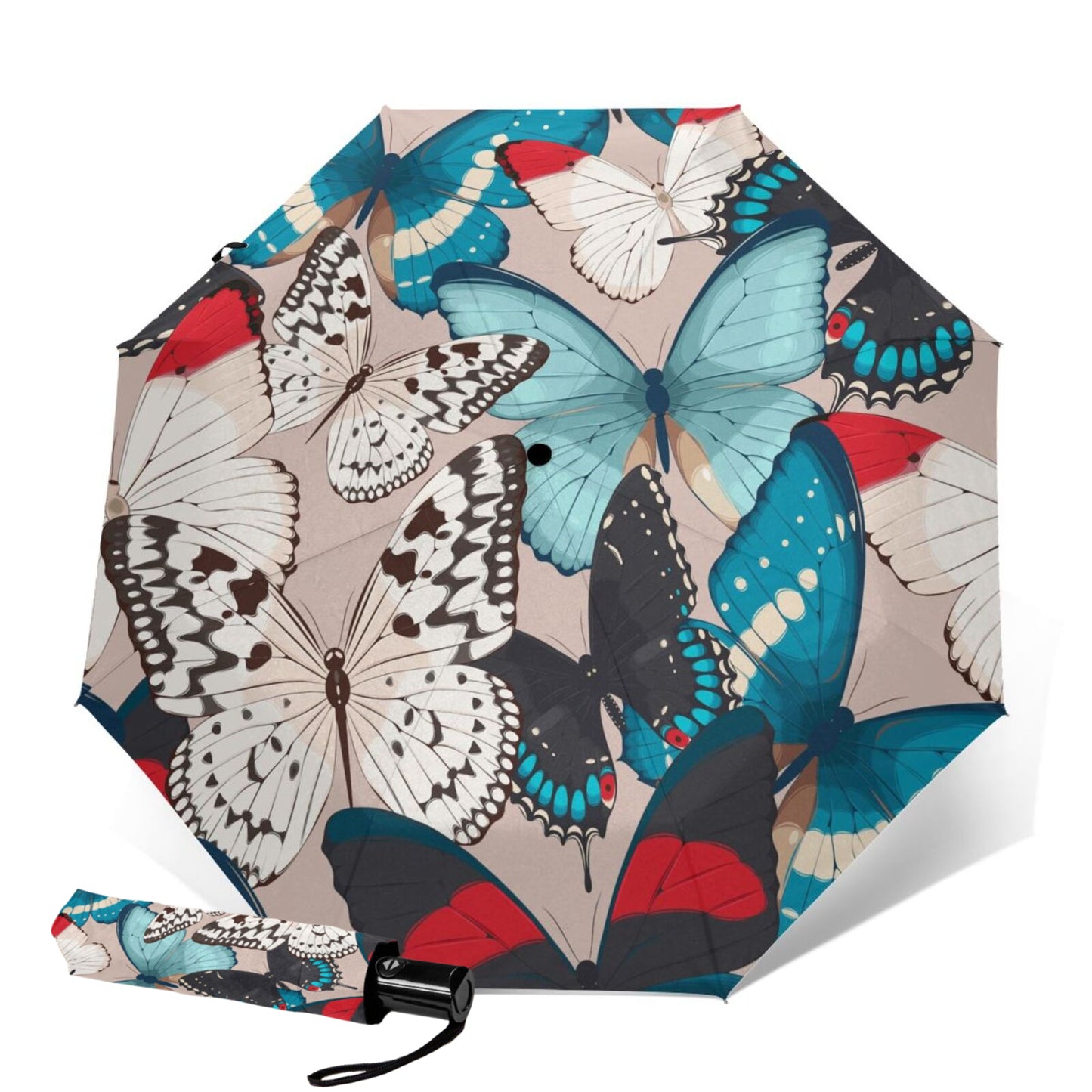 Colorful Butterflies Small Compact Umbrella