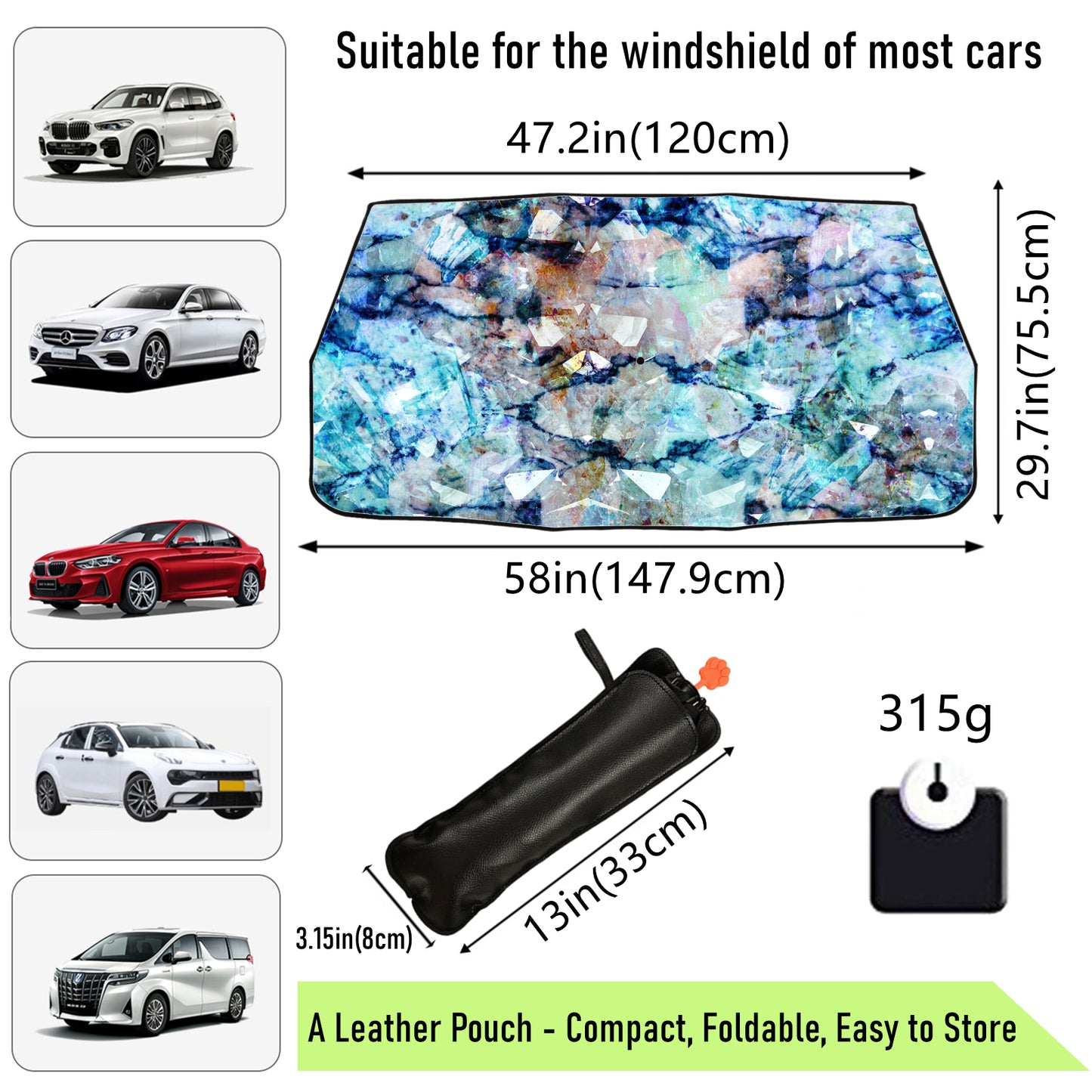 Colorful Rocks Car Windshield Sun Shade