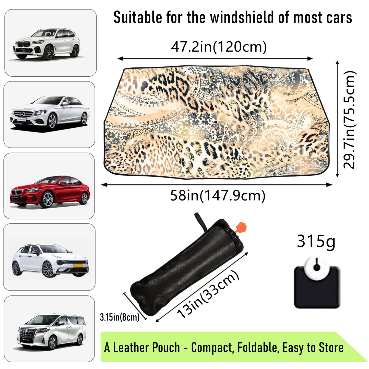 Gradient Leopard Car Sunshade Umbrella