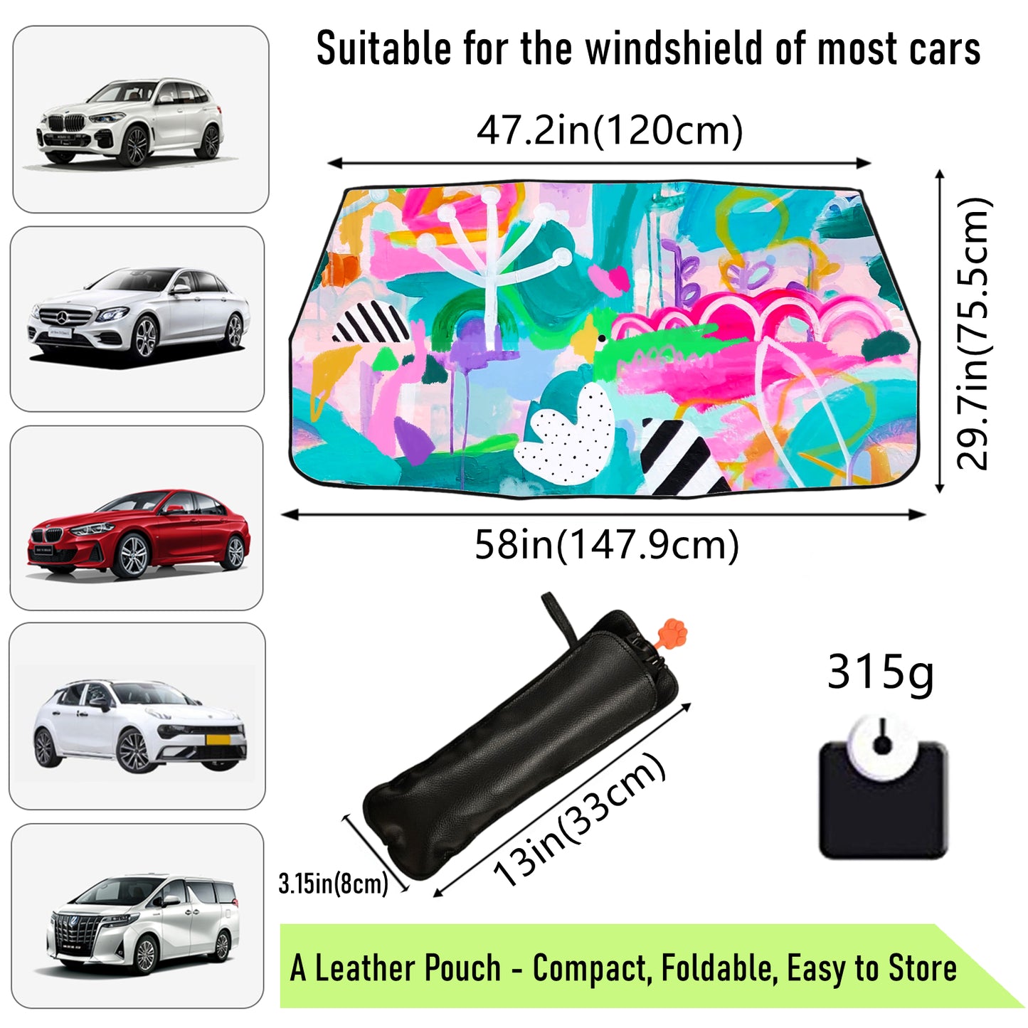 Jungle Oil Painting Car Windscreen Sun Shade Umbrella