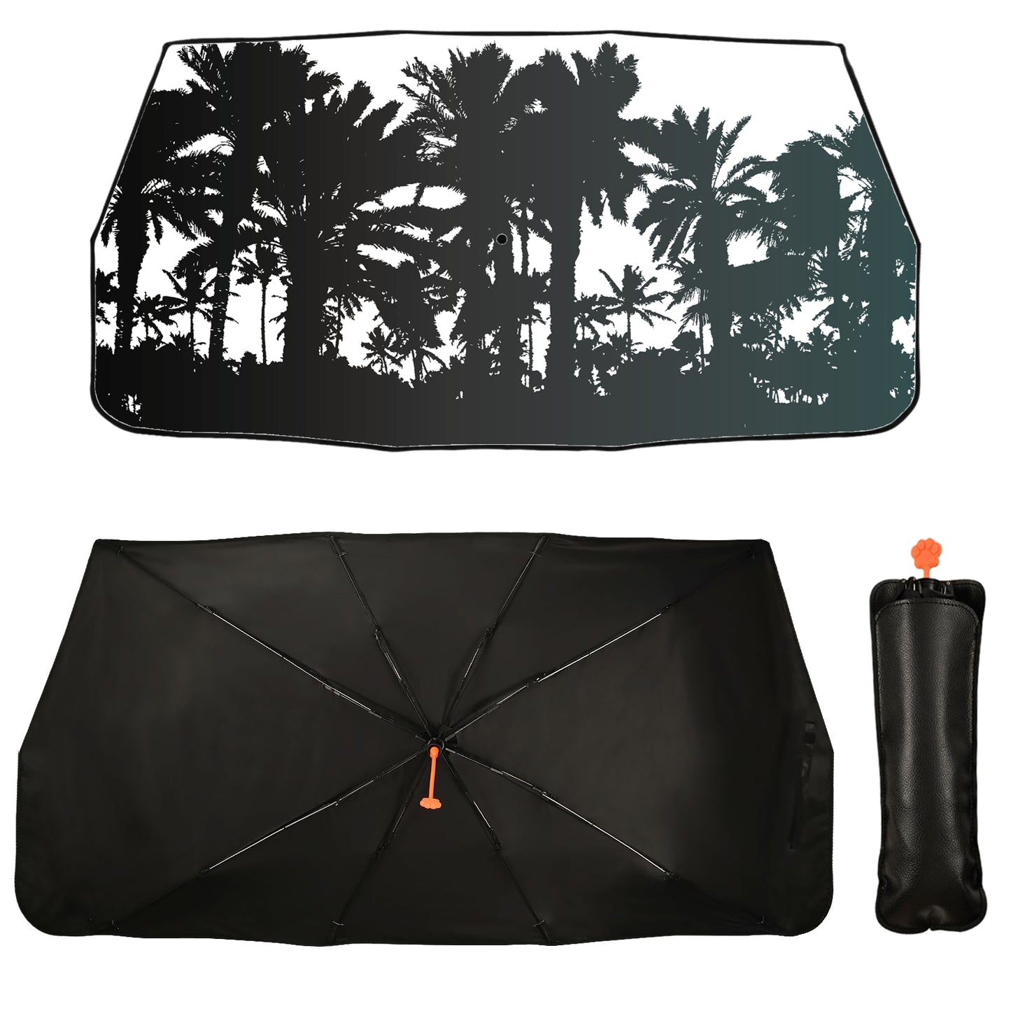 Palm Tree Printed Car Sunshade Umbrella