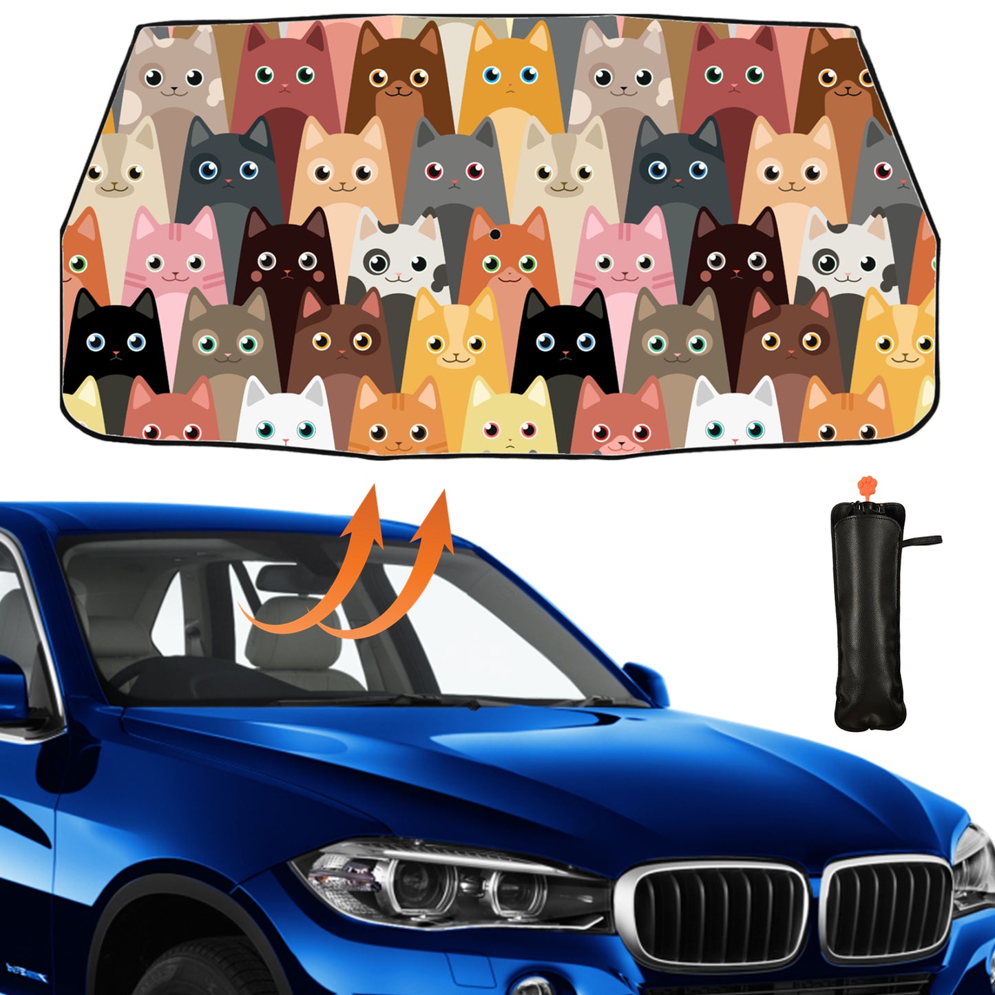 Cartoon Cat Car Windshield Sun Shade