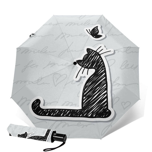 Cat Design Printed Small Compact Umbrella