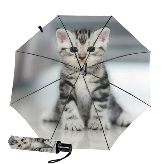 Small Foldable Umbrella With Cute Cat Print Inside