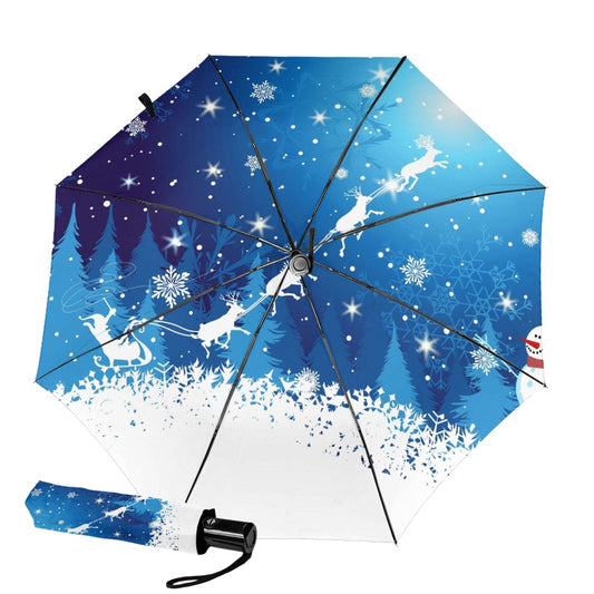 UV Blocking Automatic Compact Umbrella With Christmas Elements Inside
