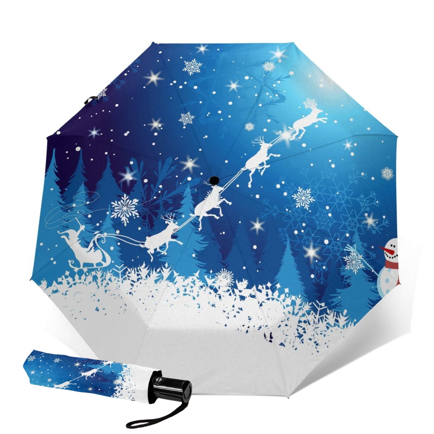 Christmas Theme Printed Folding Umbrella