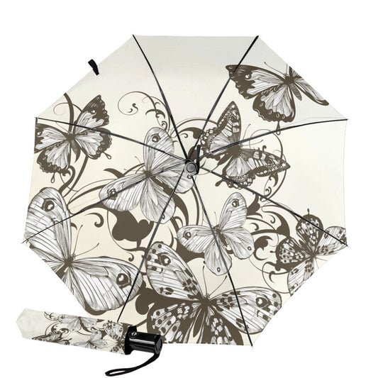 Compact Umbrella With Classic Butterfly Design Inside