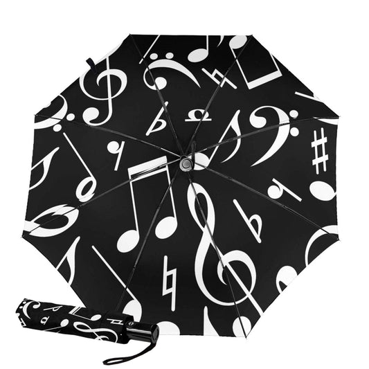 Classic Music Note Print Inside Compact Umbrella