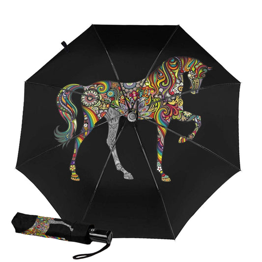 Compact Umbrella With Unicorn Print Inside