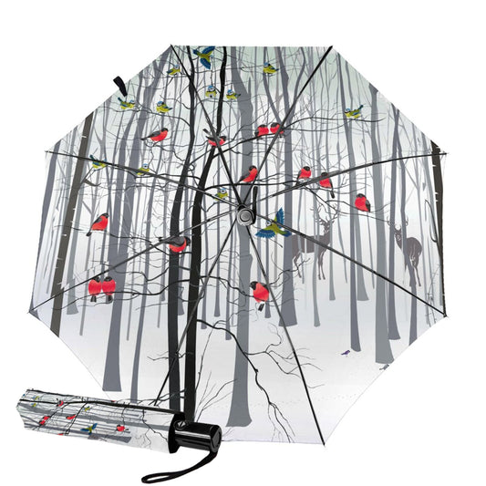 Small Travel Umbrella With Colorful Birds Inside