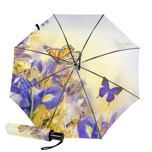 Small Travel Umbrella With Colorful Butterfly Inside