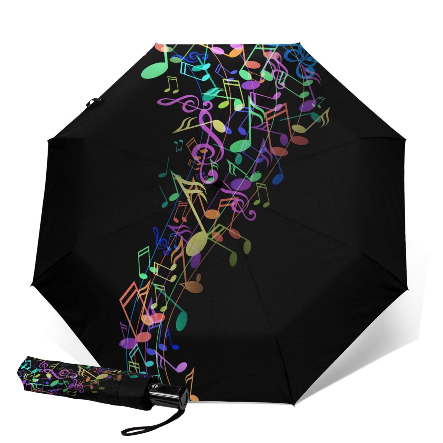 Colorful Musical Note Automatic Compact Umbrella