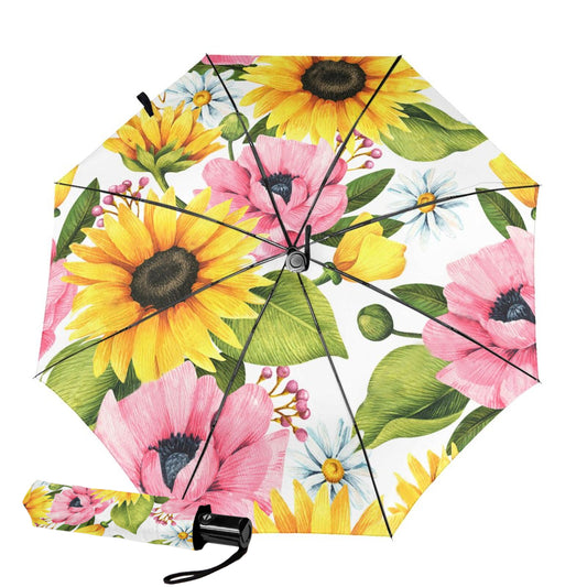 Colorful Sunflower Design Inside Small Compact Umbrella