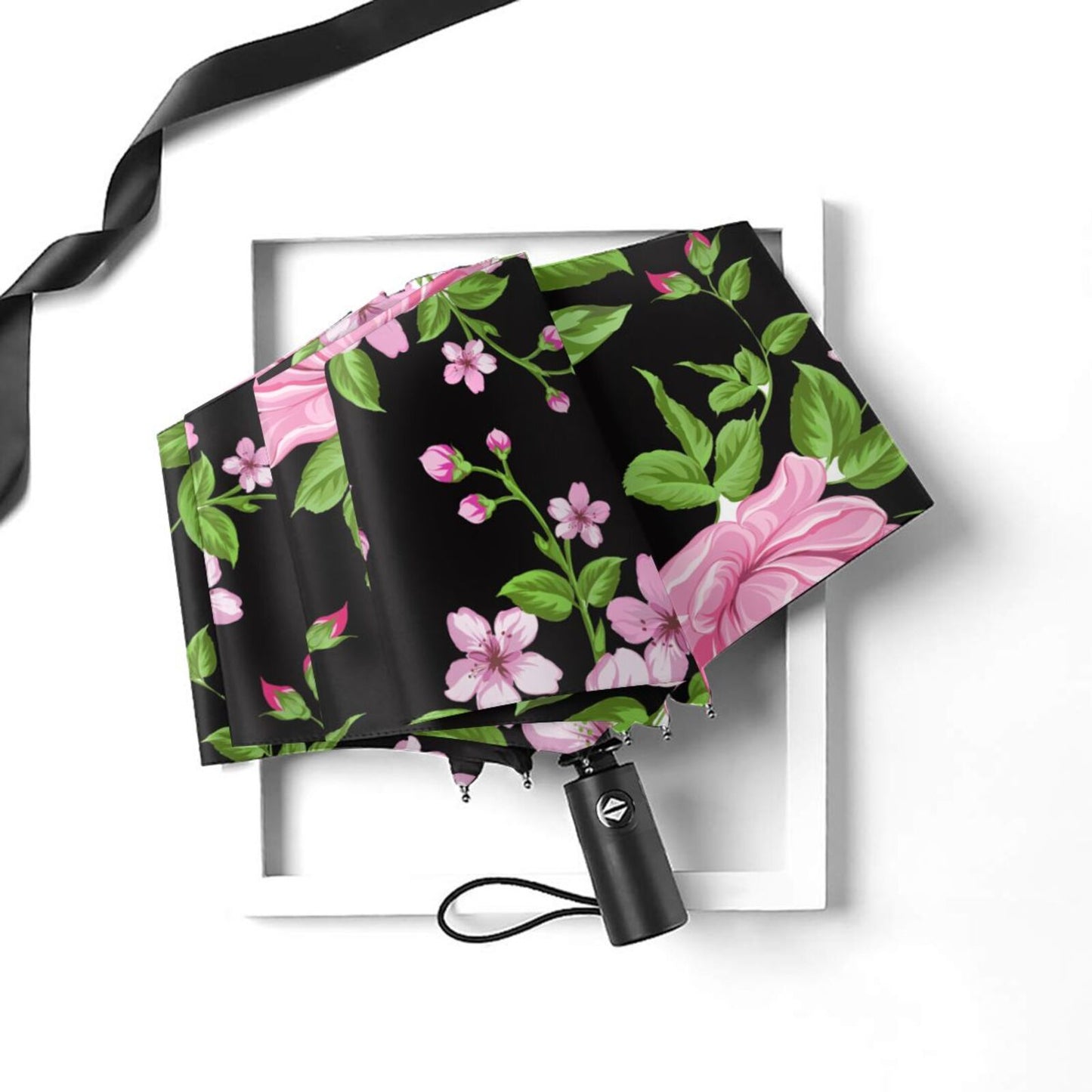 Flower Print Compact Foldable Umbrella