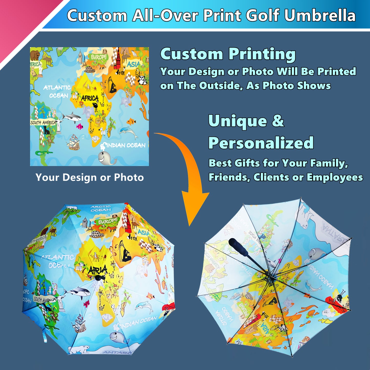 Custom Full Color Printing Golf Umbrellas