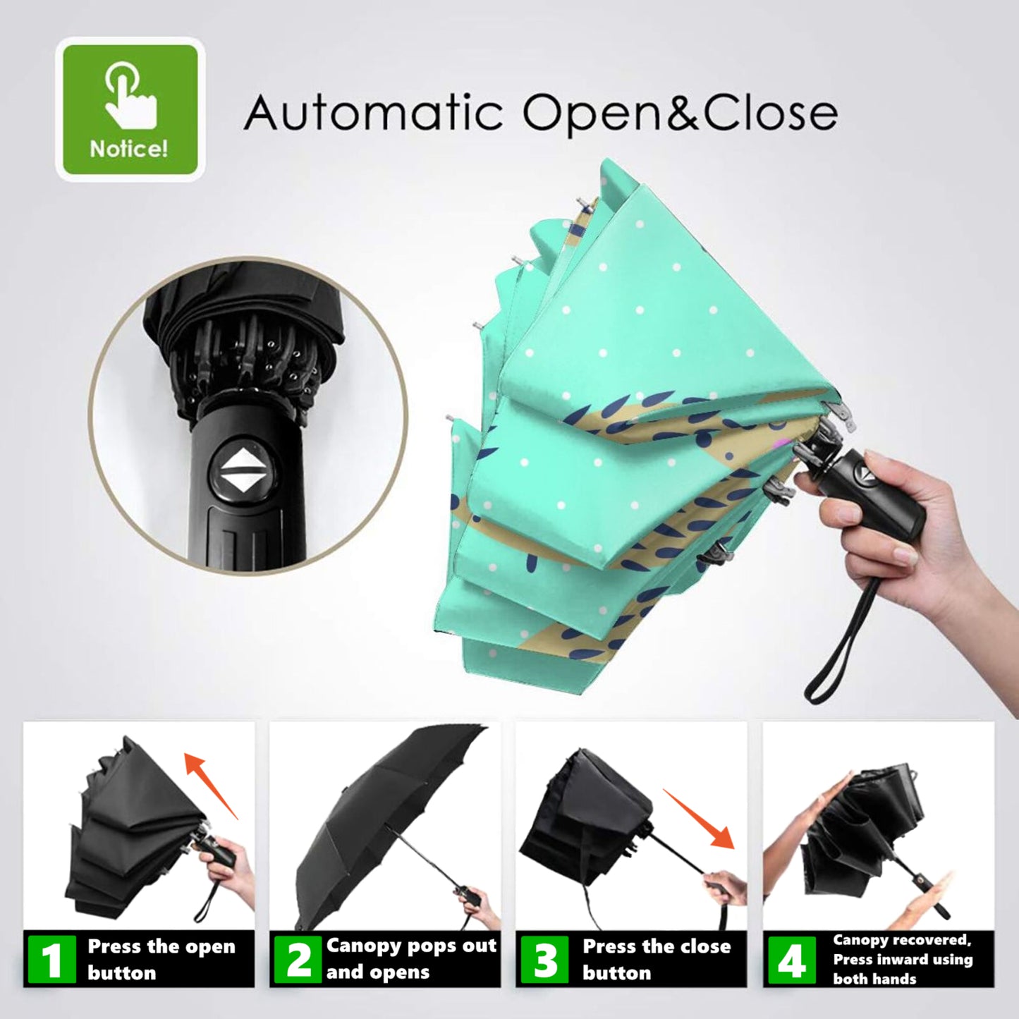 UV Protection Small Automatic Umbrella With Hedgehog Design Inside