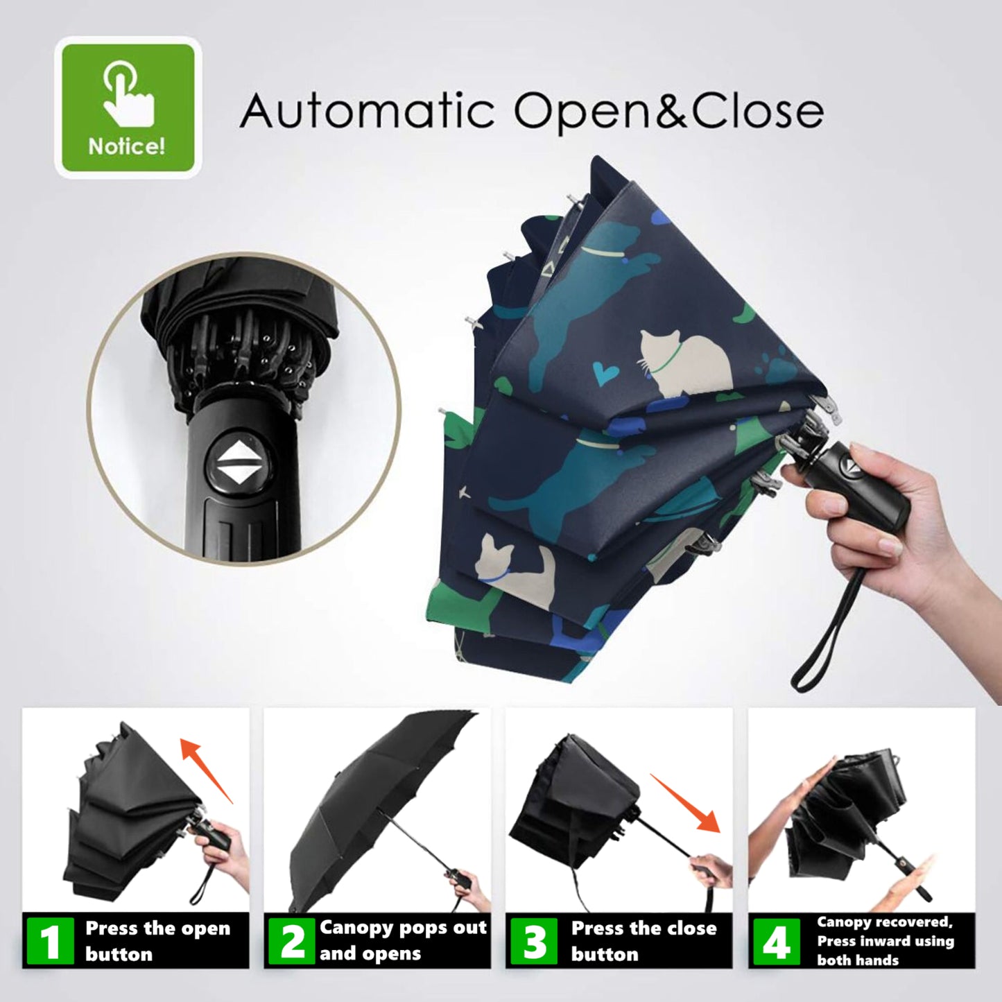 Classic Pets Design Printed Folded Umbrella