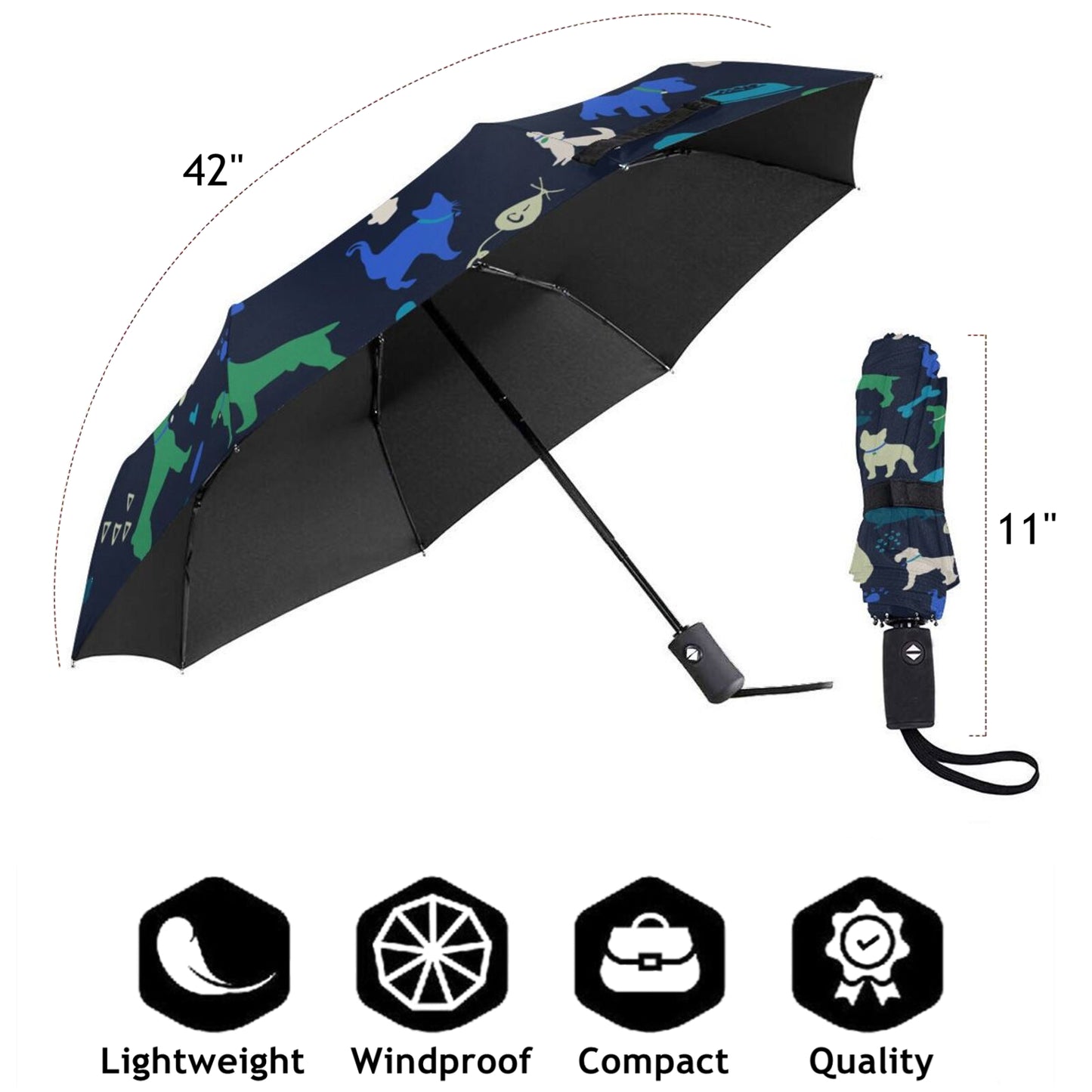 Classic Pets Design Printed Folded Umbrella